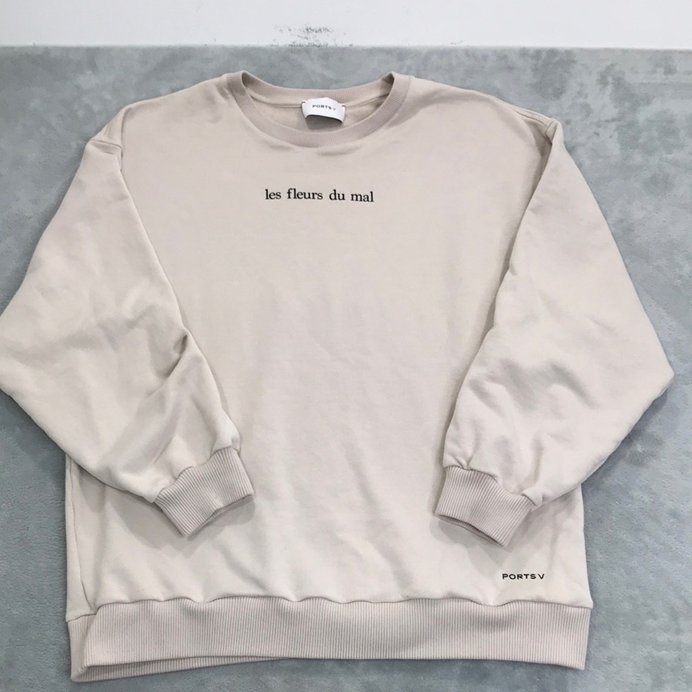 Ports V  Les Fleurs du Mal Cream Crewneck Sweatshirt Size M